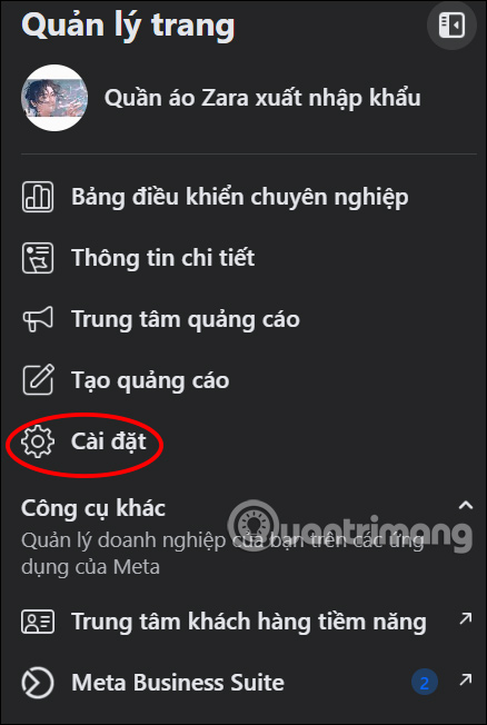 Cài đặt Fanpage Facebook