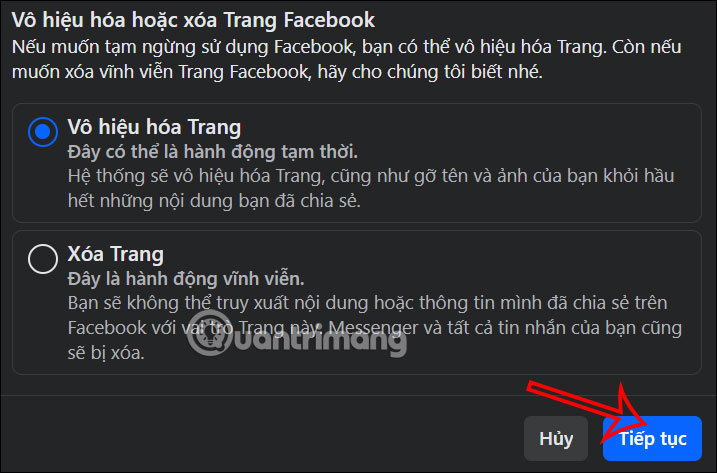 Lý do vô hiệu hóa Fanpage Facebook tạm thời