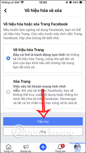 Vô hiệu hóa Fanpage Facebook