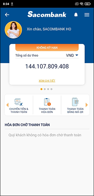 Đăng nhập ứng dụng Sacombank mBanking