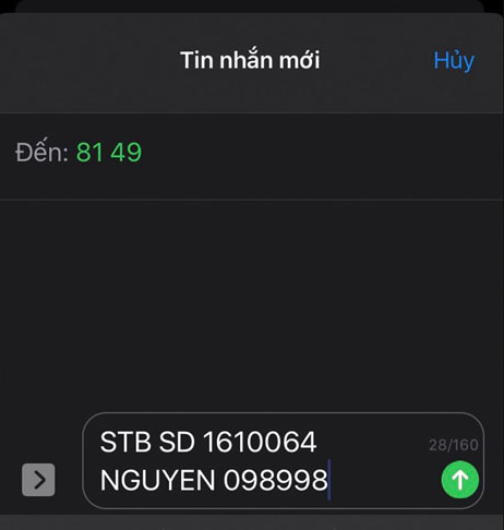 Số dư tài khoản Sacombank qua tin nhắn