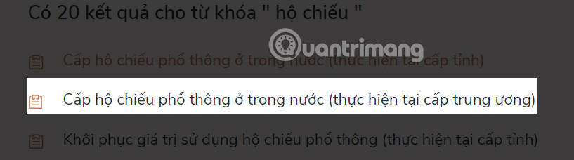 Cấp hộ chiếu trung ương