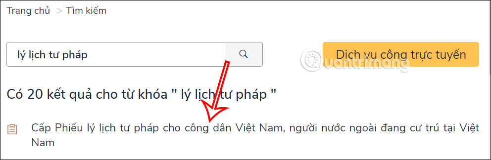 Cấp phiếu lý lịch tư pháp online