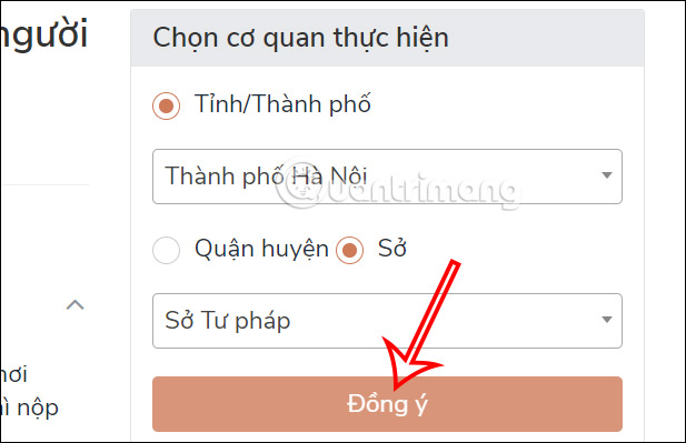 Chọn thành phố xin lý lịch