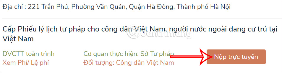 Nộp hồ sơ xin lý lịch trực tuyến