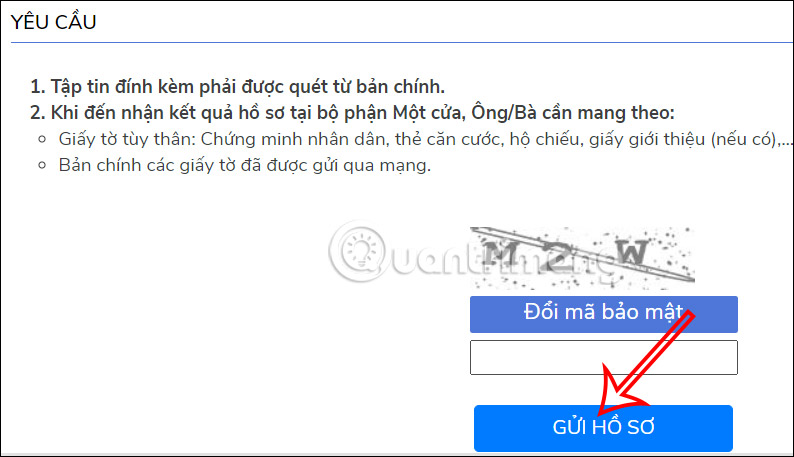 Gửi hồ sơ làm lịch tư pháp Hà Nội