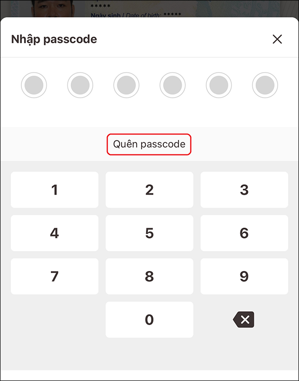 Quên passcode VNeID