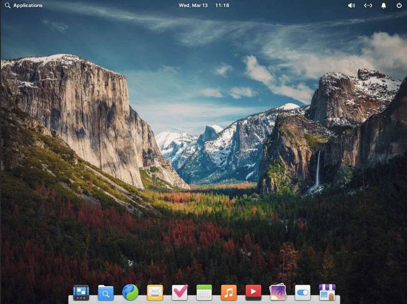 Desktop mặc định của Elementary OS.