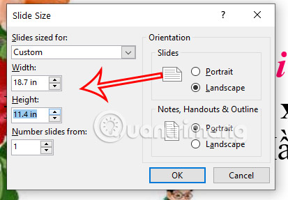 Tự nhập kích thước slide PowerPoint