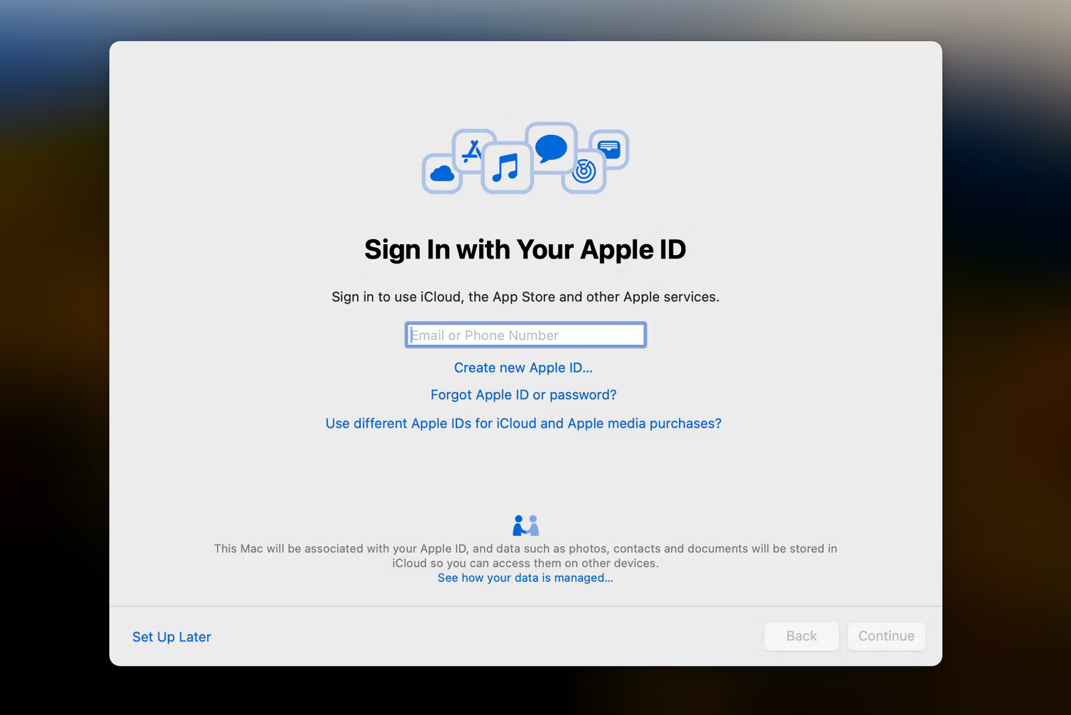 Đăng nhập bằng Apple ID trên máy Mac mới