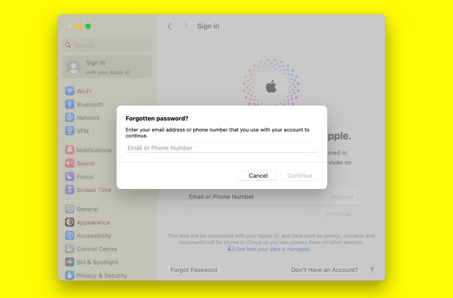 Reset mật khẩu Apple ID trên máy Mac