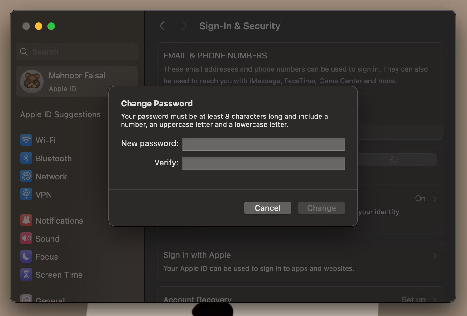 Đổi mật khẩu Apple ID trên macOS