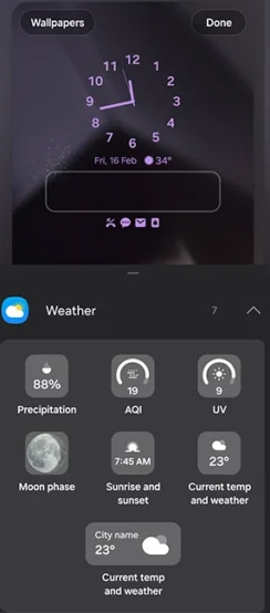 Widget màn hình khóa Samsung