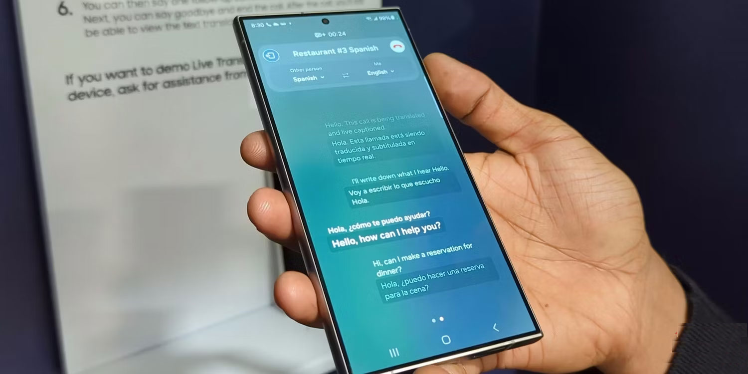Galaxy AI Live Translate trong cuộc gọi điện thoại trên S24 Ultra