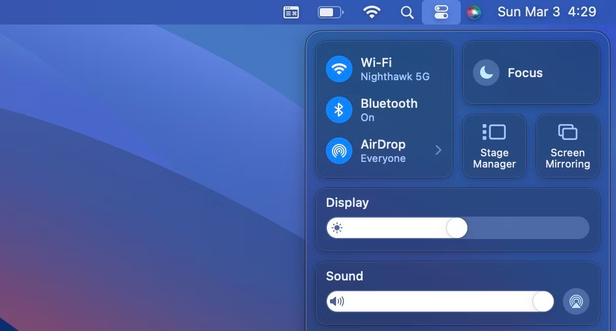 Control Center trong macOS Sonoma