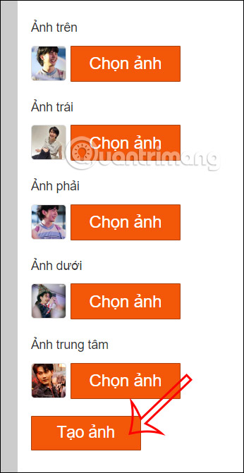 Tạo ảnh ghép hình trái tim online