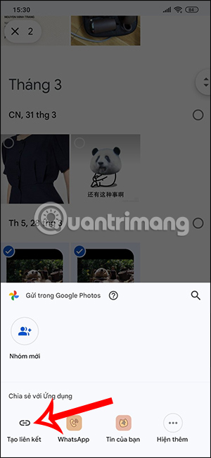 Tạo link chia sẻ ảnh Google Photos