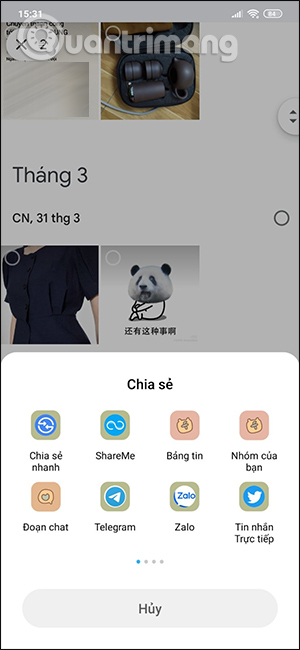 Chọn ứng dụng chia sẻ ảnh trên Google Photos