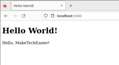 Một trang web mẫu chạy trên localhost:8080.