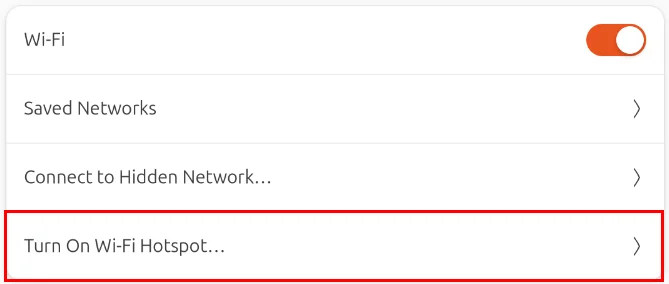 Tùy chọn WiFi Hotspot trên danh mục WiFi.