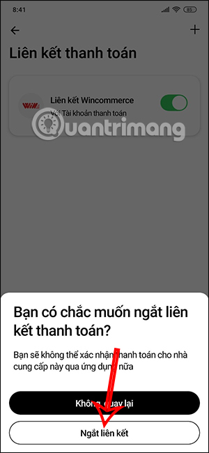 Ngắt thanh toán trên Techcombank Mobile