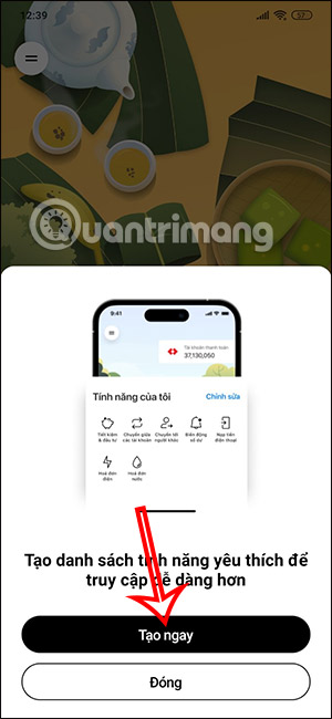 Tạo tính năng mới màn hình Techcombank Mobile