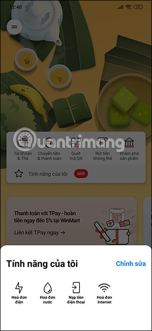 Tính năng hay dùng trên Techcombank Mobile