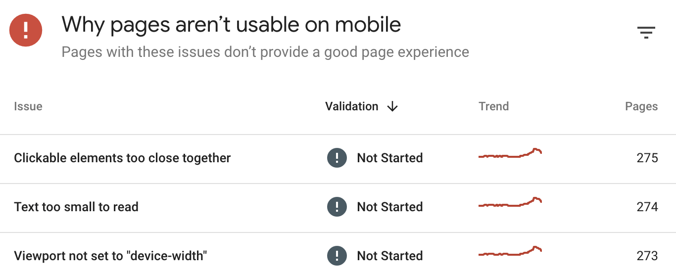 Báo cáo Mobile Usability trên thiết bị di động trong Google Search Console