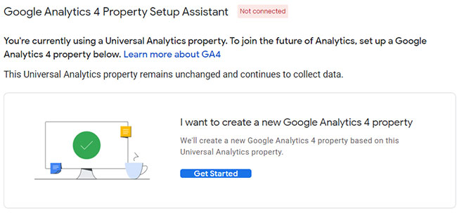 Màn hình Google Analytics 4 Property Setup Assistant