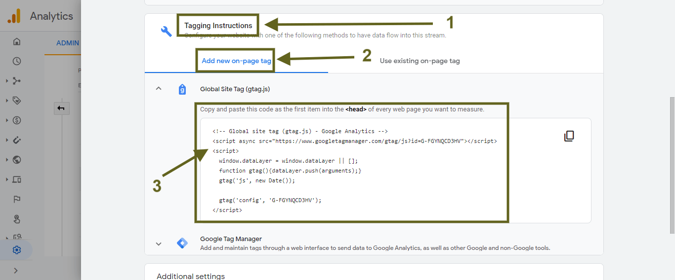 Tìm “Global Site Tag (gtag.js)”