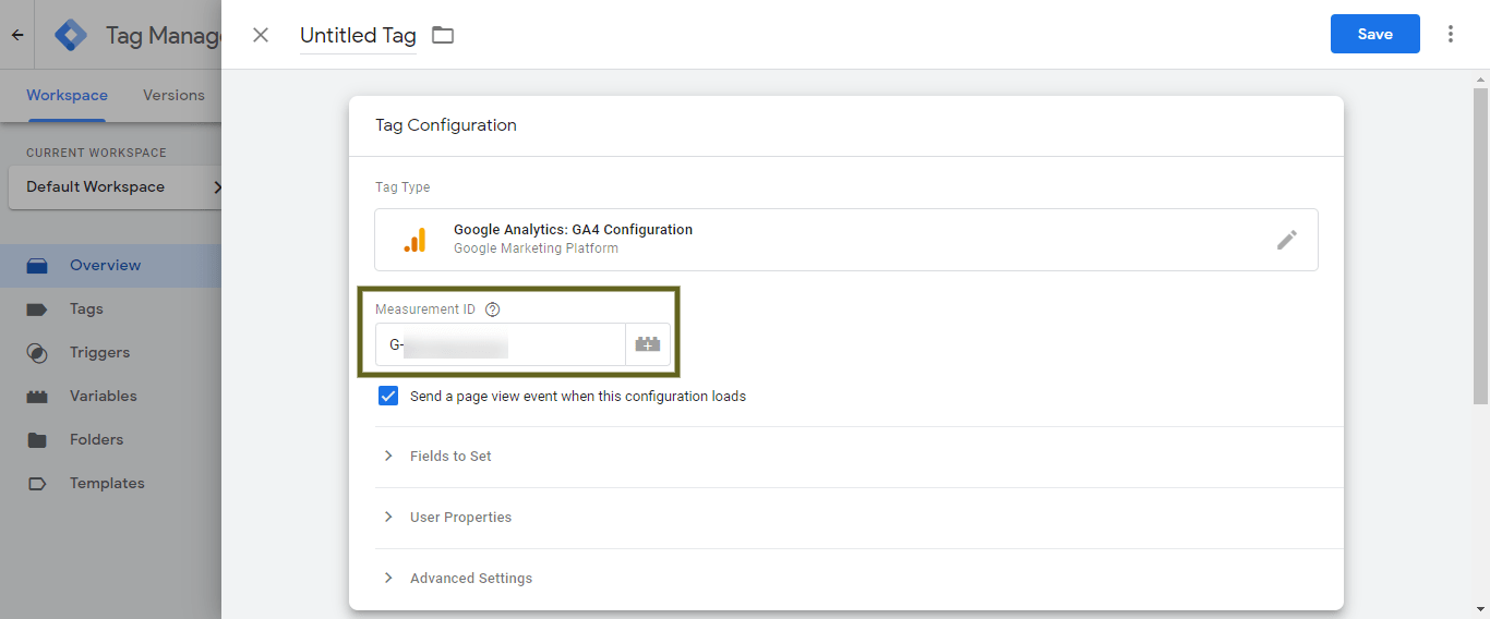 Nhập GA4 “Measurement ID”