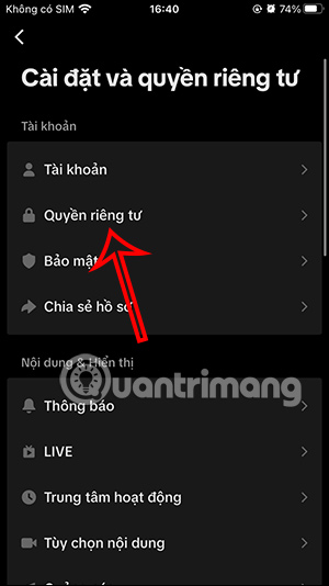 Chỉnh quyền riêng tư TikTok