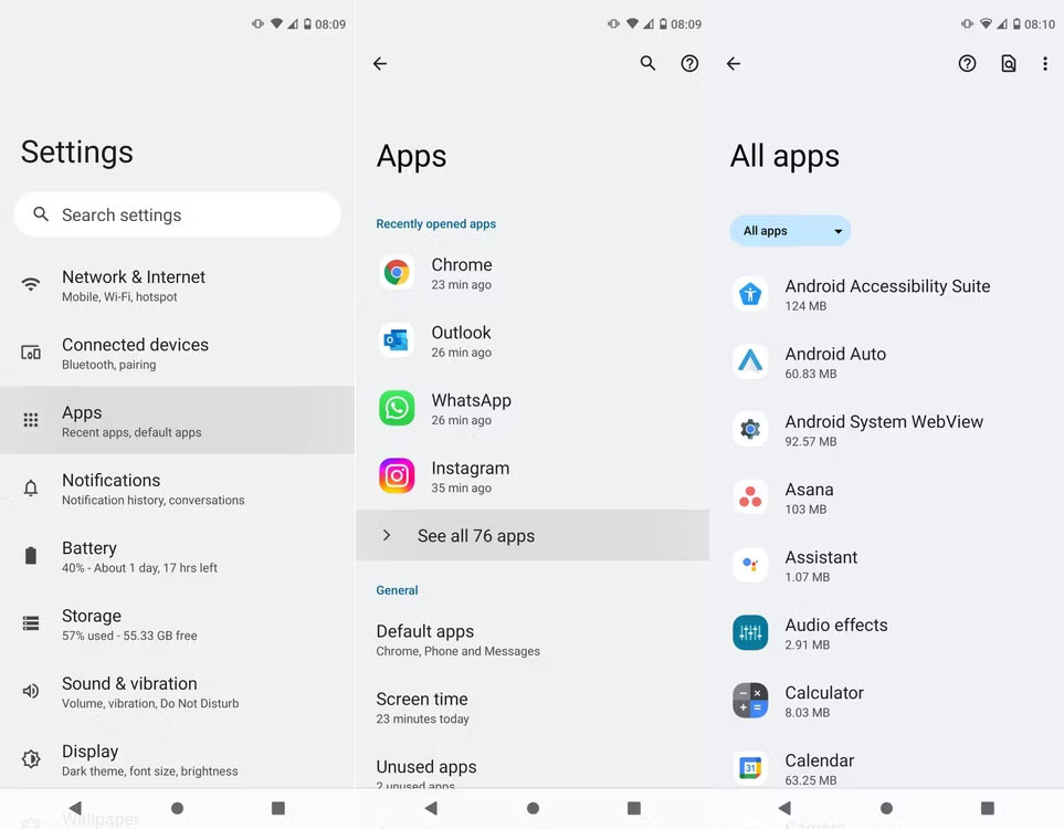 Tìm ứng dụng ẩn trong Settings