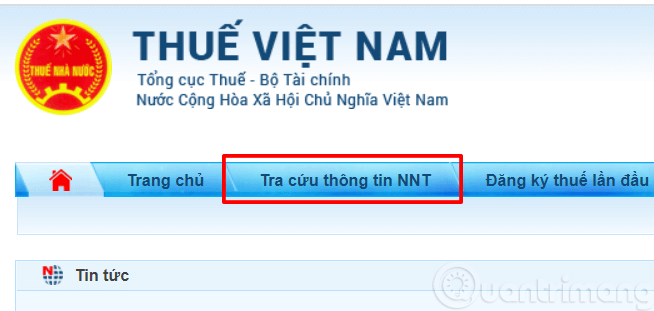 Chọn Tra cứu thông tin NNT