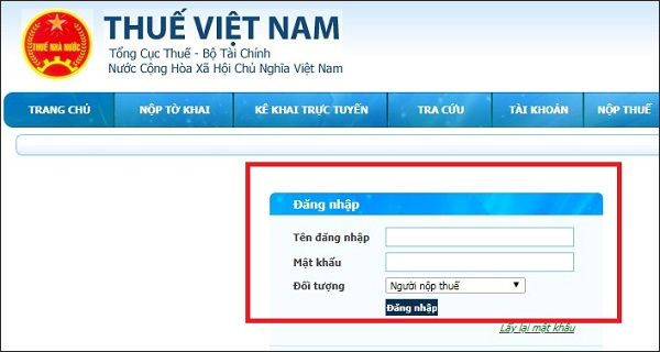 Tra cứu trên Hệ thống nhận tờ khai của tổng cục thuế