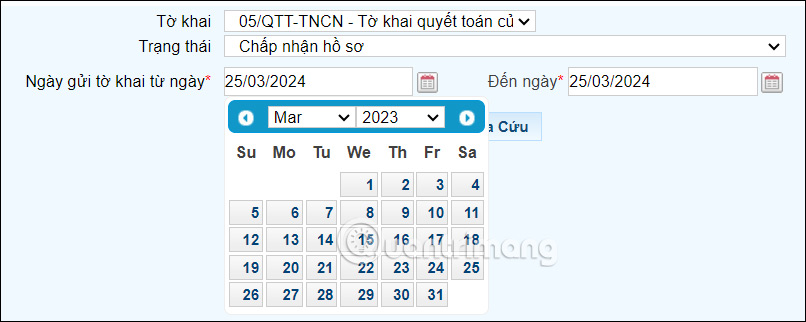 Thông tin tra cứu TNCN đã nộp online