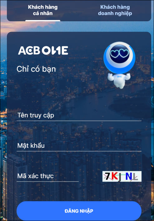 Điền thông tin ngân hàng ACB máy tính