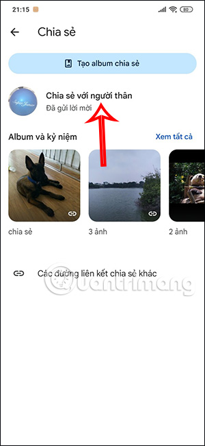 Xác nhận lời mời Google Photos