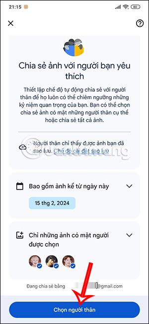 Chọn người muốn chia sẻ