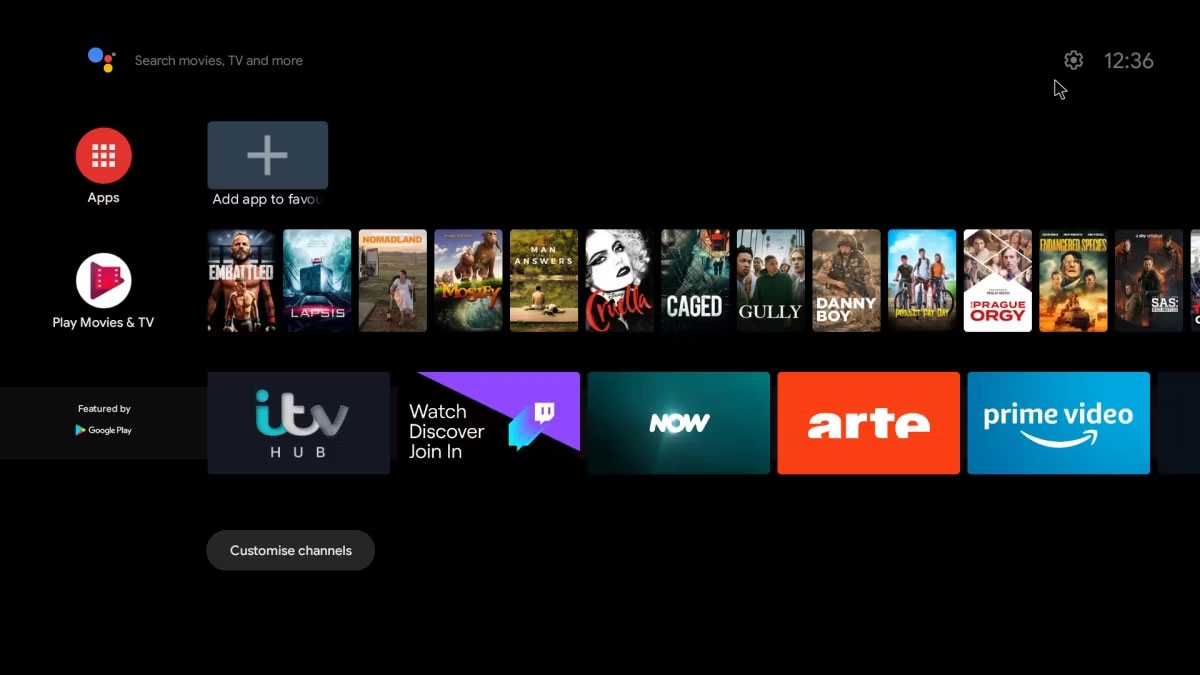 Màn hình chính của Android TV