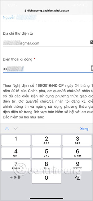 Nhập số điện thoại