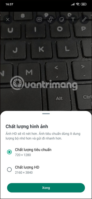 Tùy chọn gửi ảnh trên WhatsApp