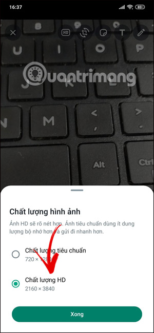 Gửi ảnh HD trên WhatsApp