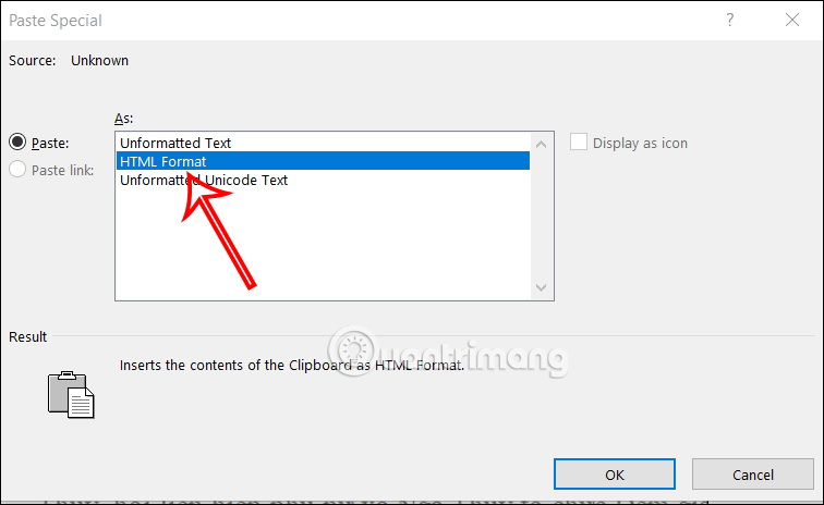 Chèn định dạng HTML trong Word