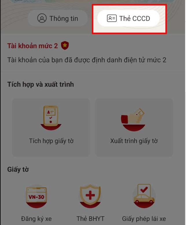 Truy cập CCCD trên VNeID