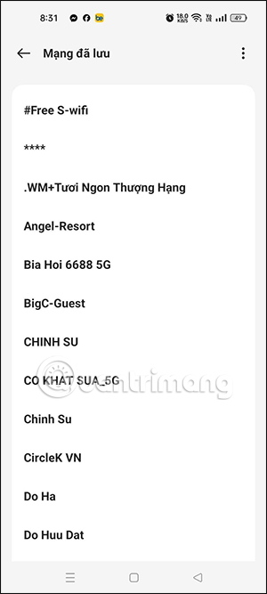 Chọn WiFi muốn xem mật khẩu