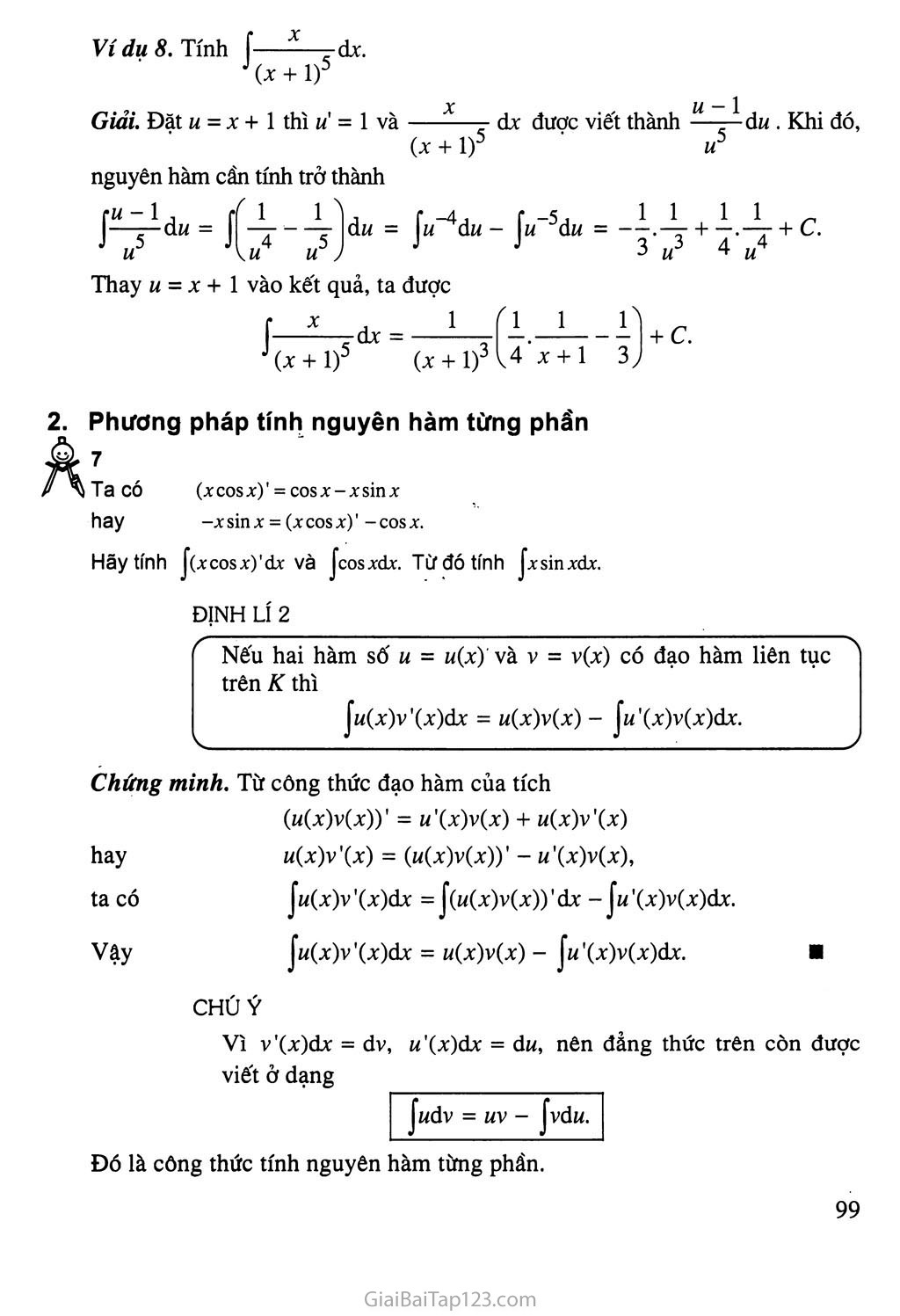 Bài 1. Nguyên hàm trang 8