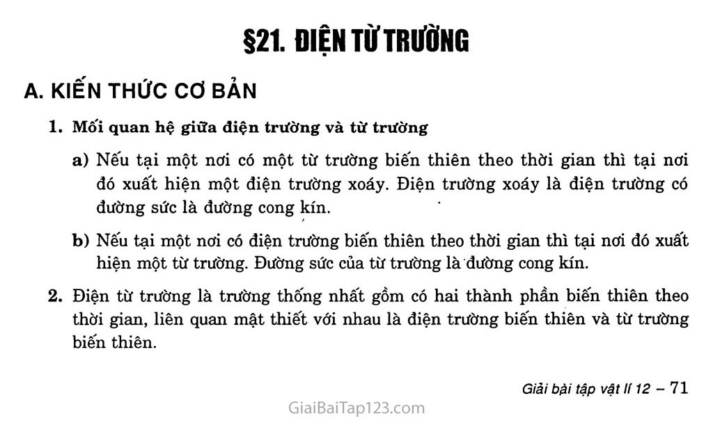 Bài 21: Điện từ trường trang 1