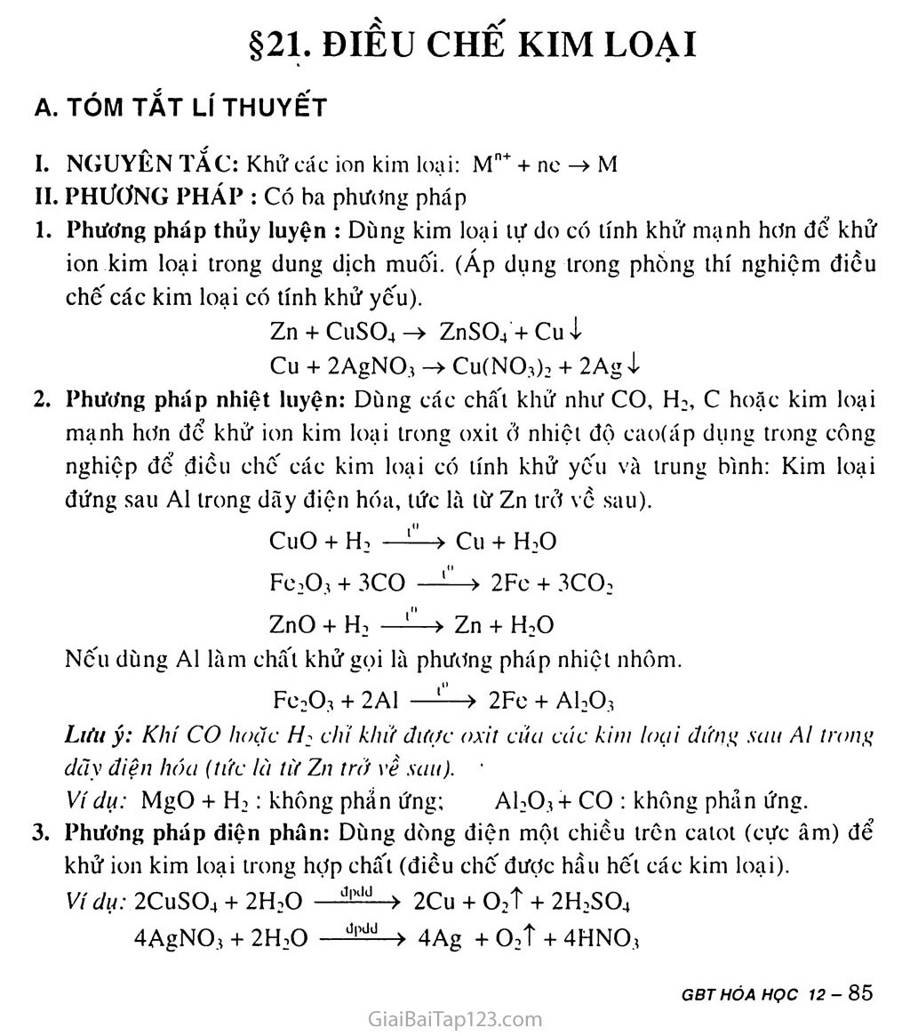 Bài 21: Điều chế kim loại trang 1