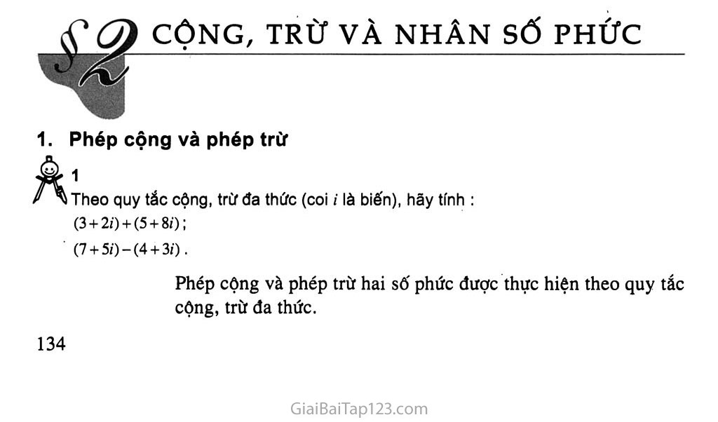 Bài 2. Cộng, trừ và nhân số phức trang 1